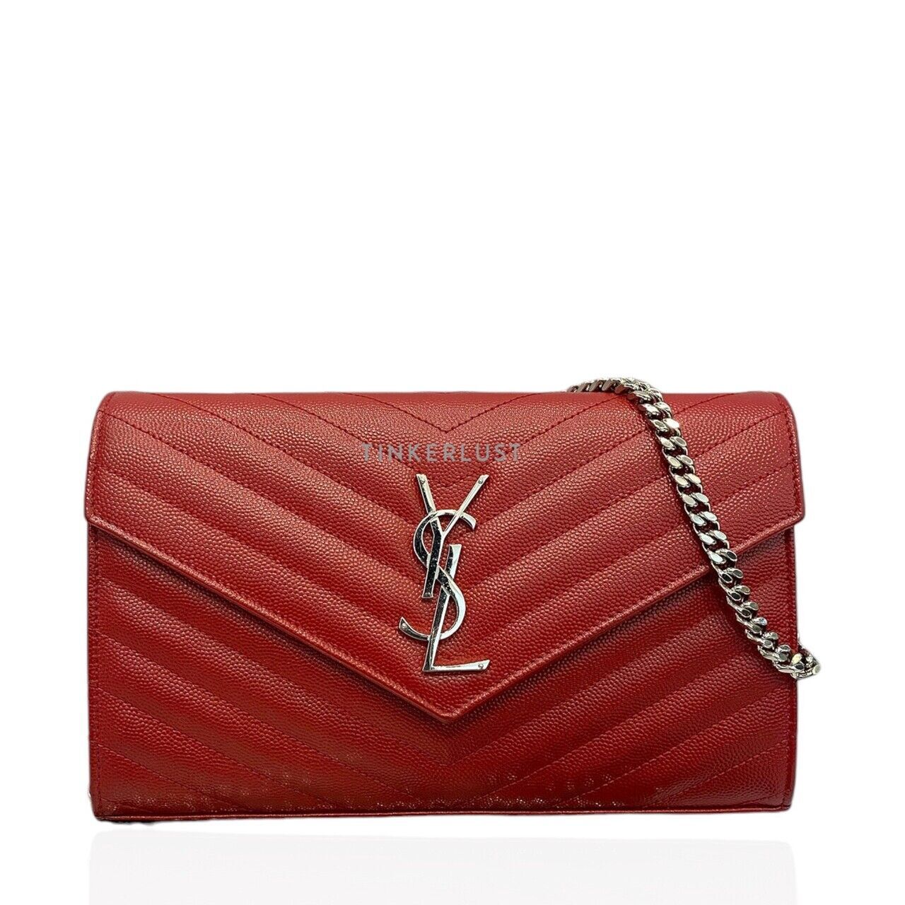 tas sling bag Saint Laurent WOC 22 Grained Leather Red SHW Sling Bag Tinkerlust